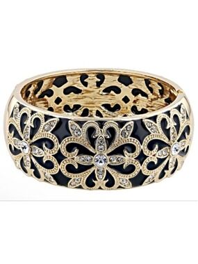 New Off Park Collection Gold & Black Enamel Bangle Bracelet